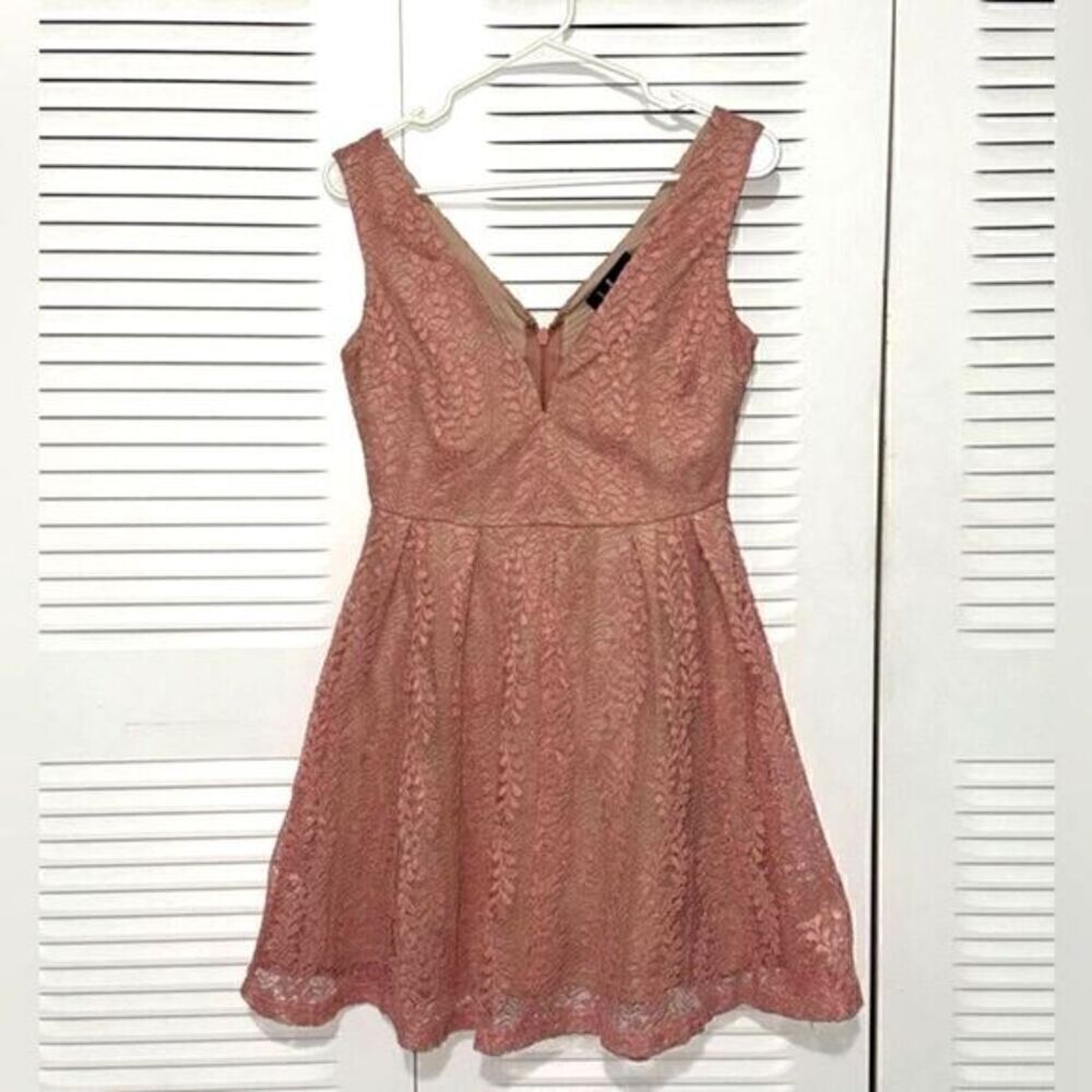 Lulus Blush Pink Lace Skater Dress Small S